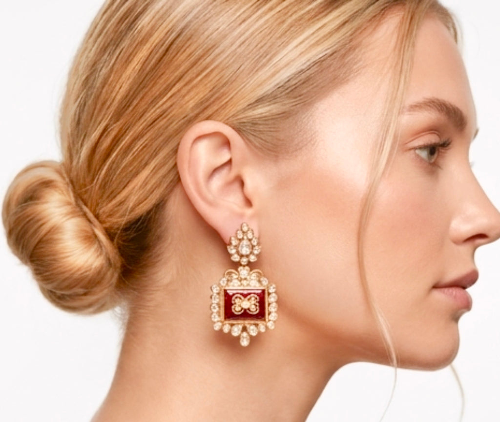 Ruby kundan earrings