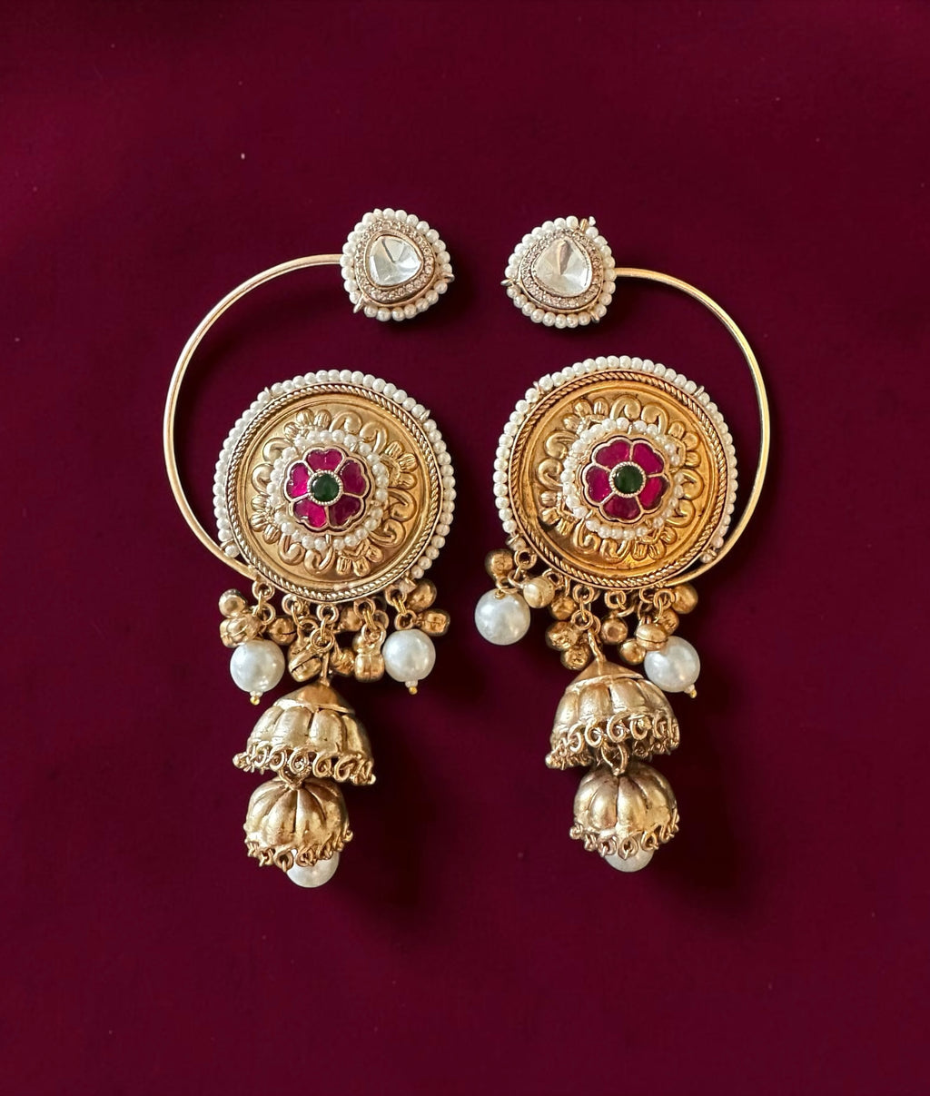 2-tiered jhumka earrings