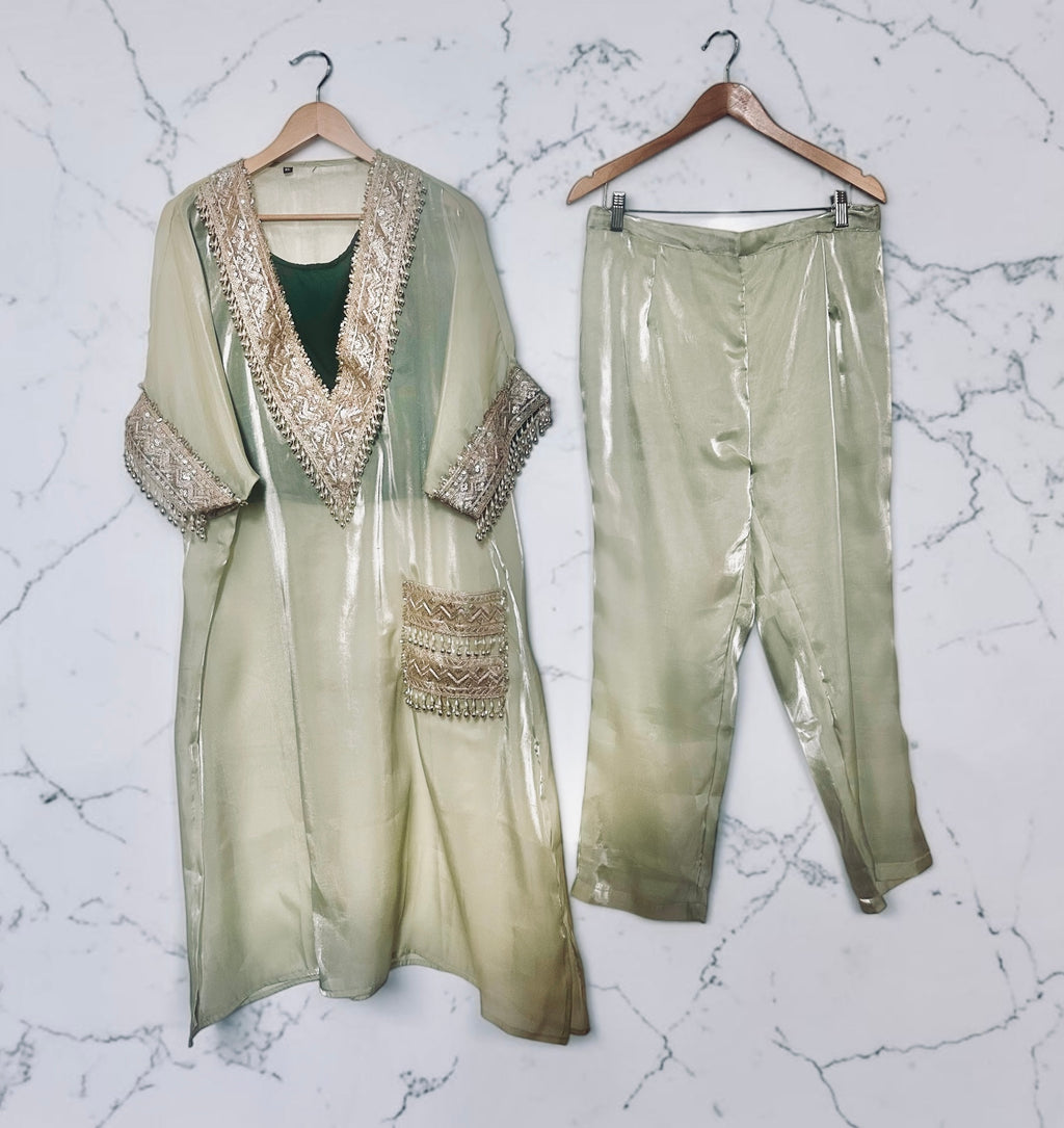 Mint green kaftaan set