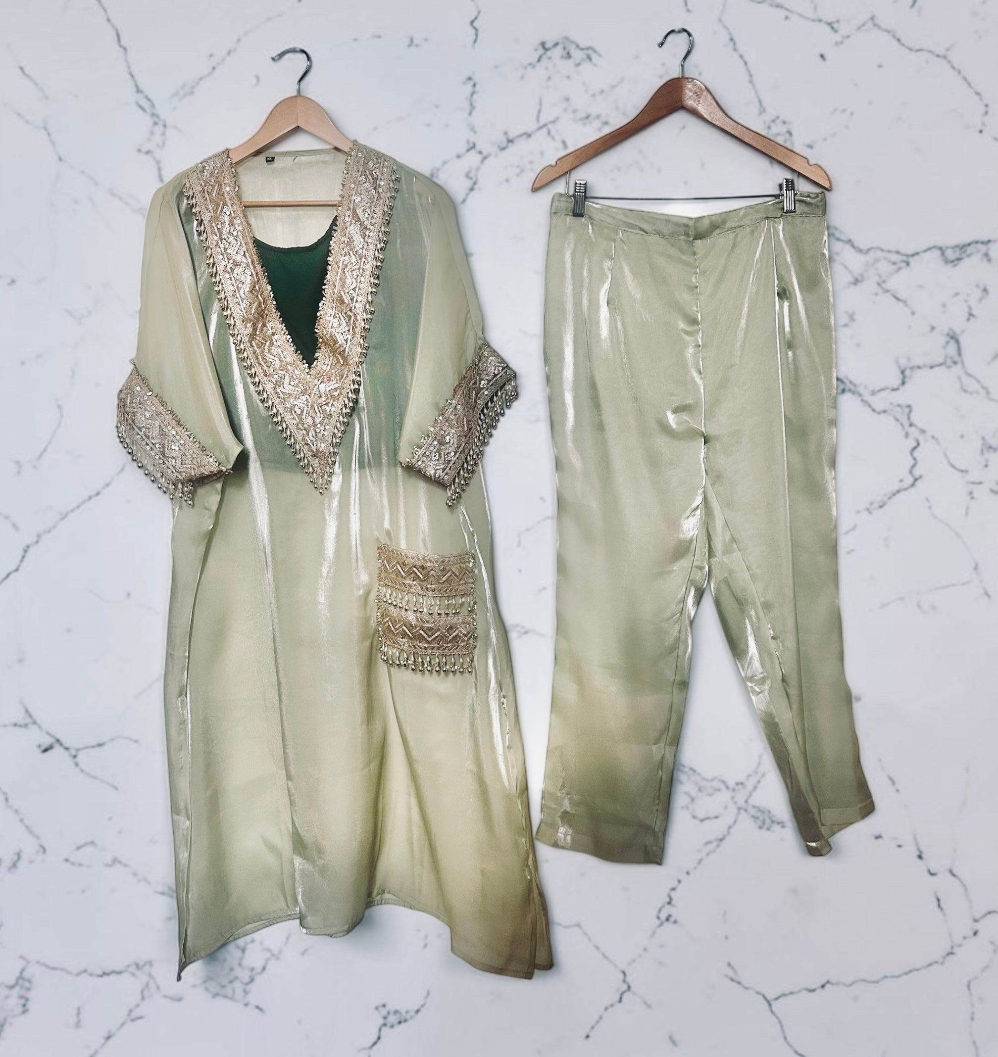 Mint green kaftaan set