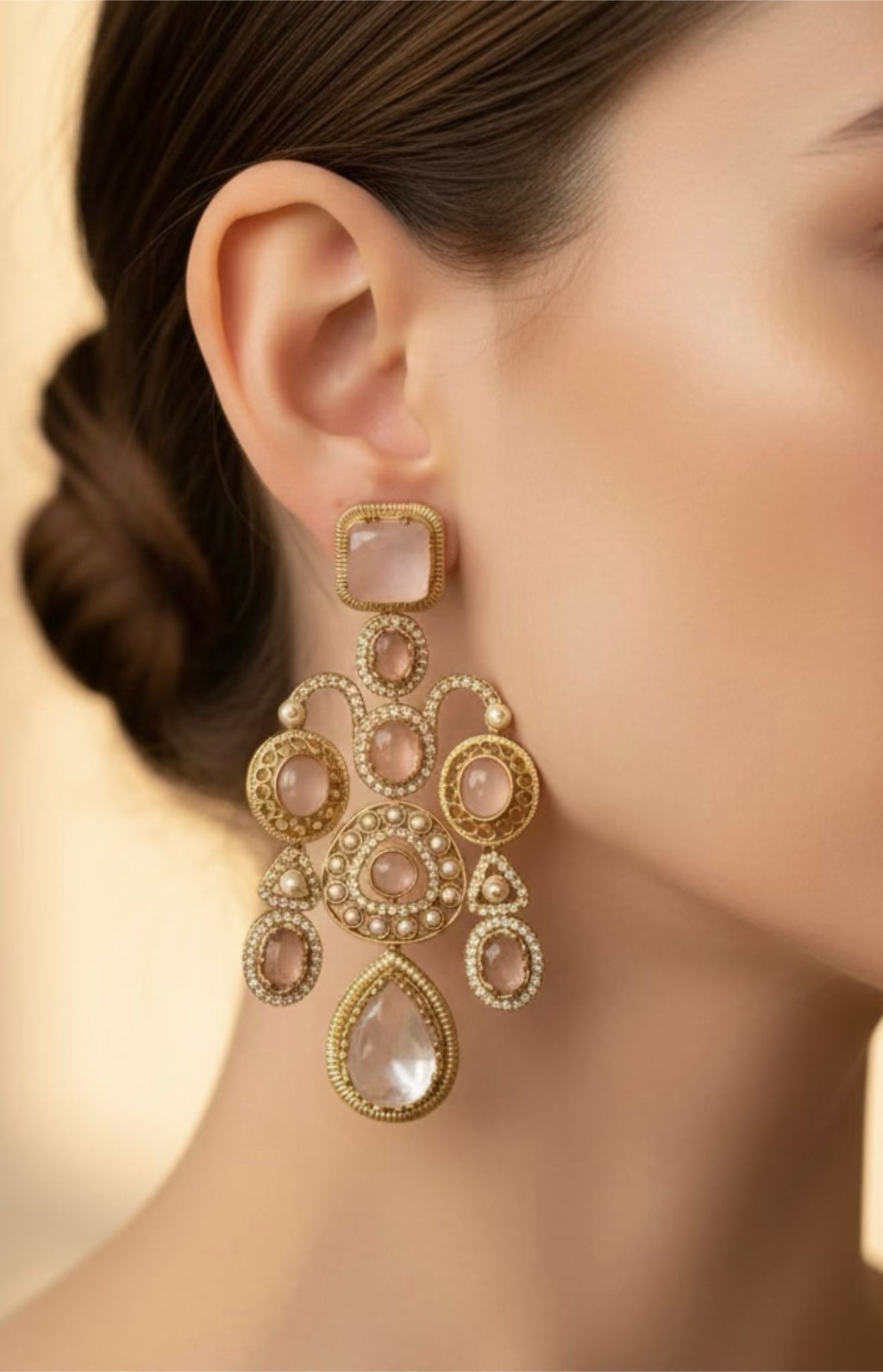 Pink stone earrings