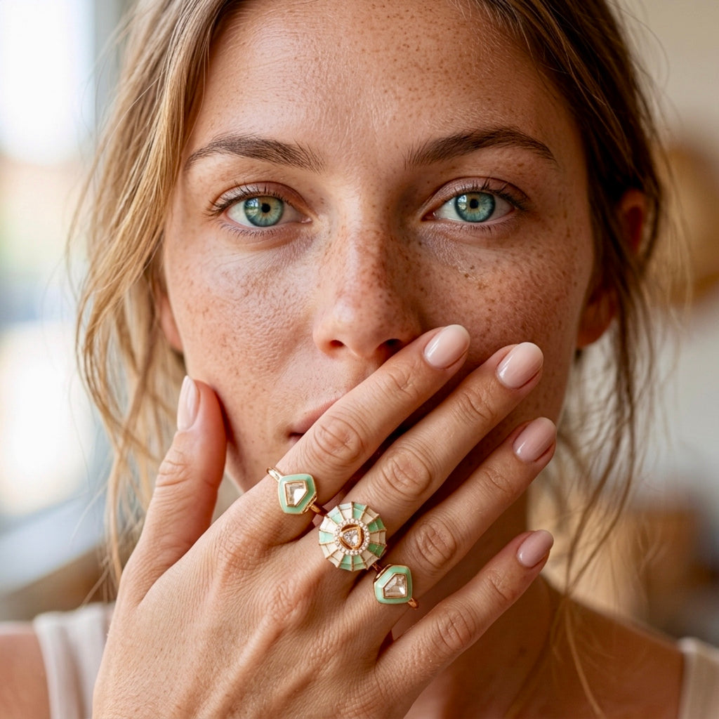 Mint green 2-finger ring