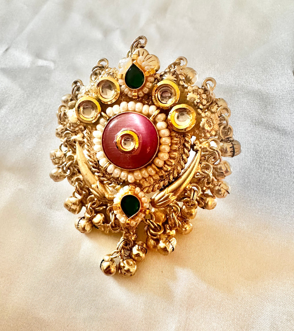 Pink emerald Kundan ring