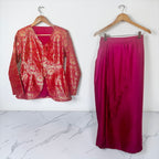 Dark fuchsia skirt set