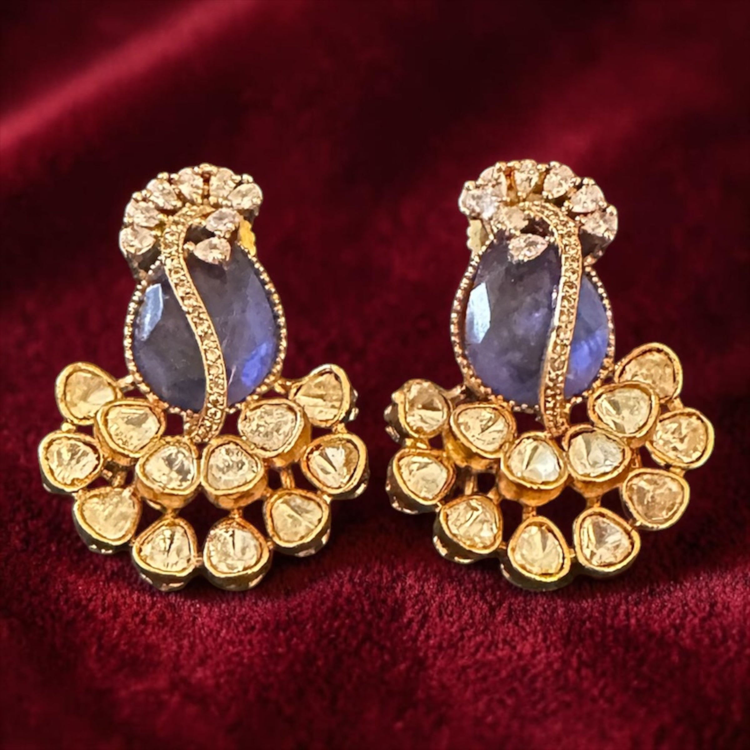 Lavender kundan n ad studs