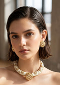 White kundan hasli set