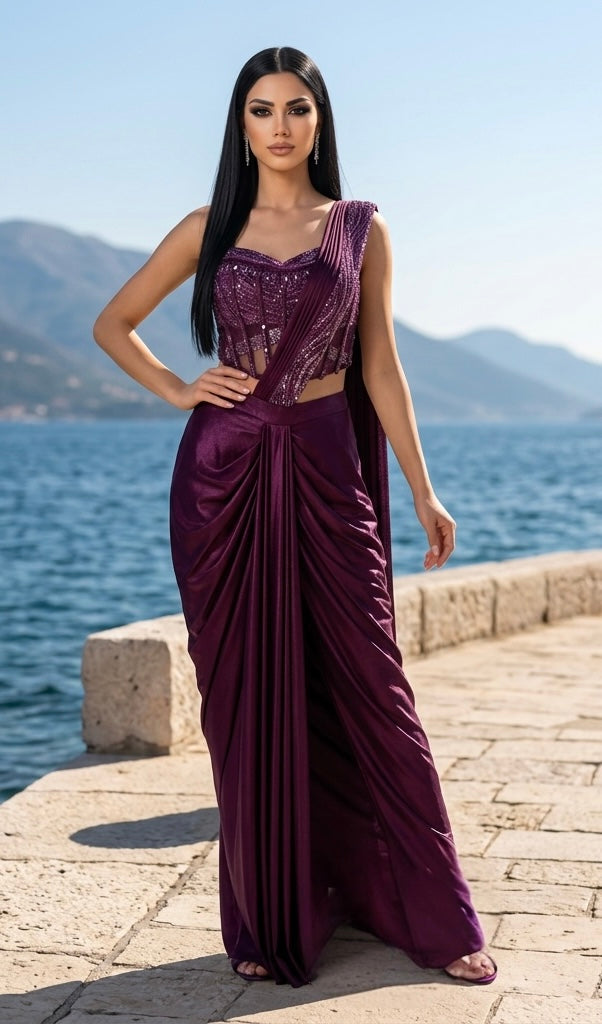 Eggplant colored  drape