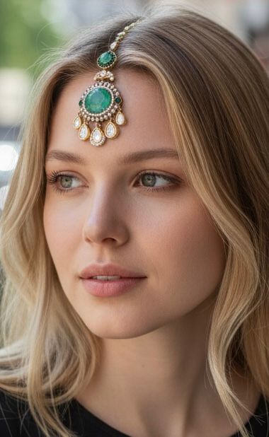 Mint green kundan tikka