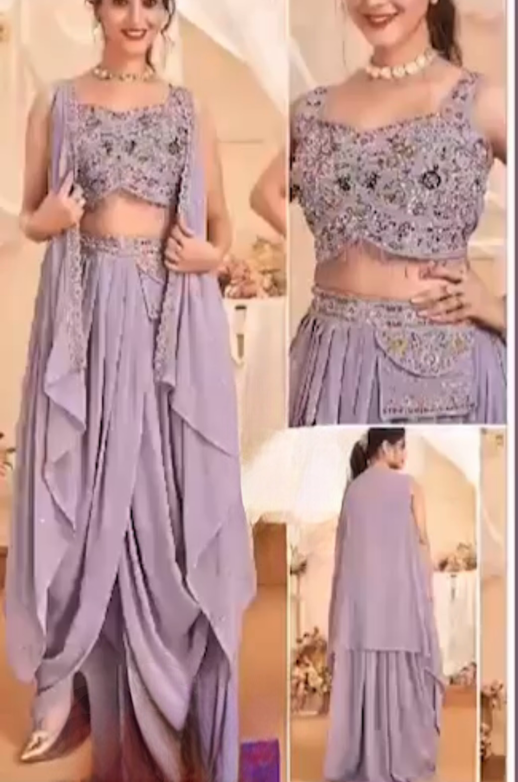 Mauve dhoti fusion set