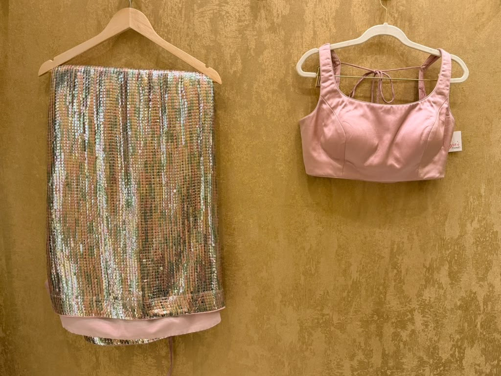 Pink sequins saree