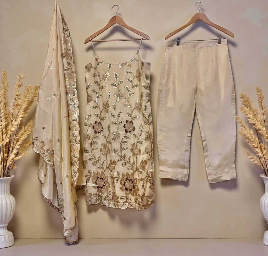 Ivory sequins suit