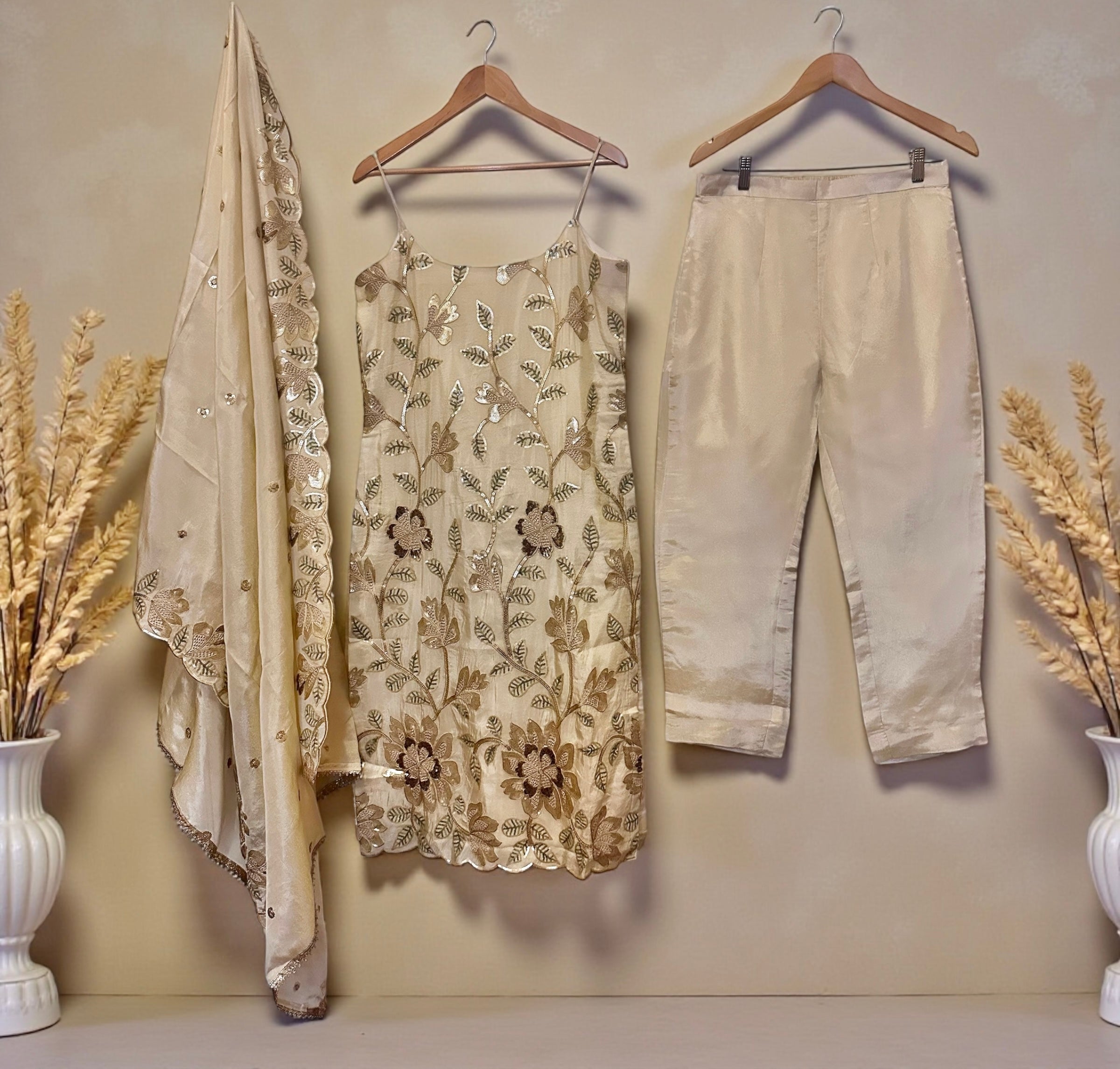 Ivory sequins suit