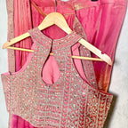 Rose pink pre-pleated saree