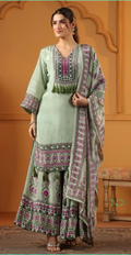 Green printed sharara suit
