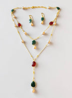 Emerald n Ruby 2-layered chain set
