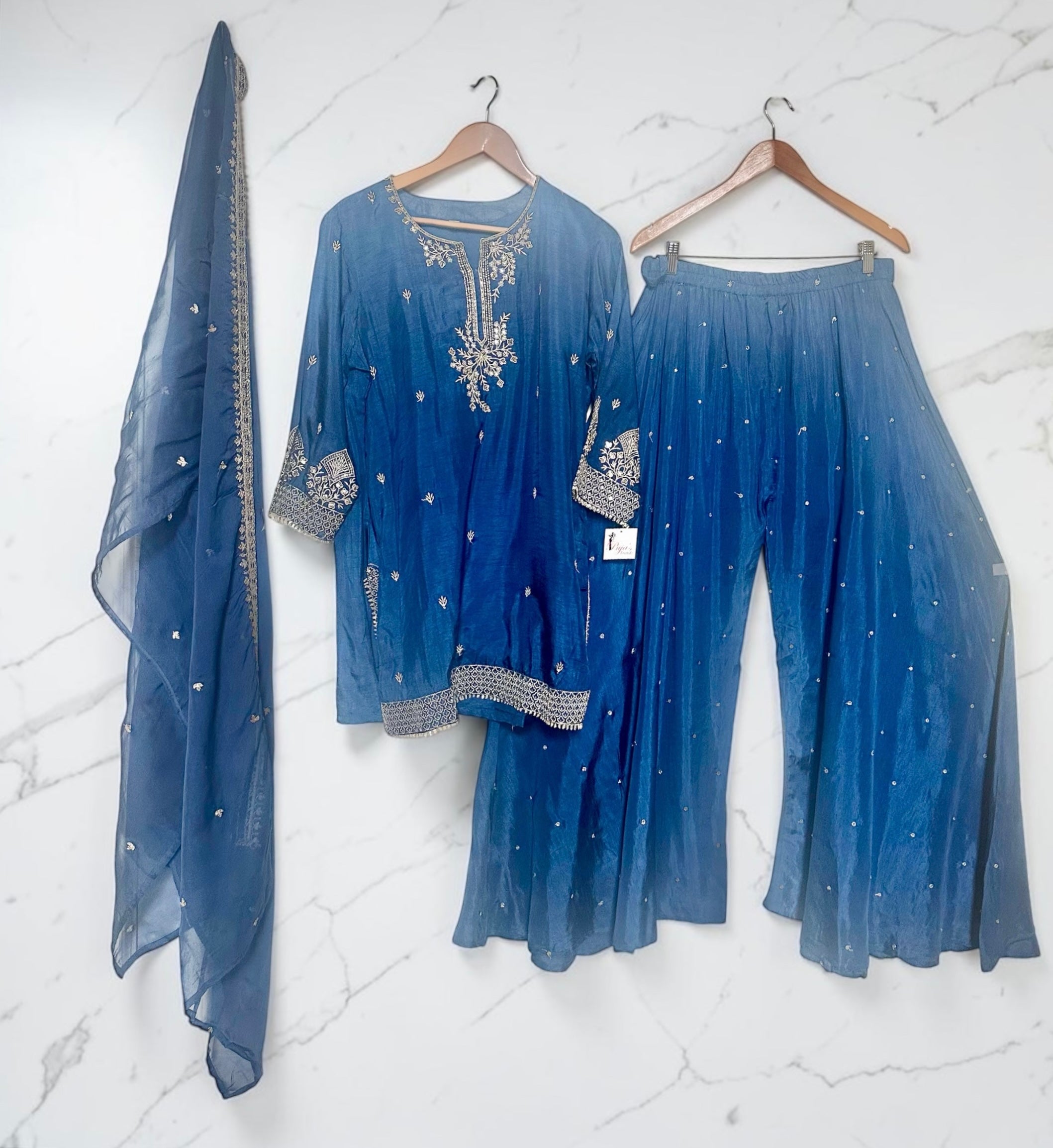 Navy blue Sharara suit