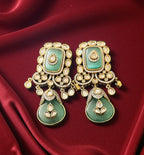 Mint green kundan earrings