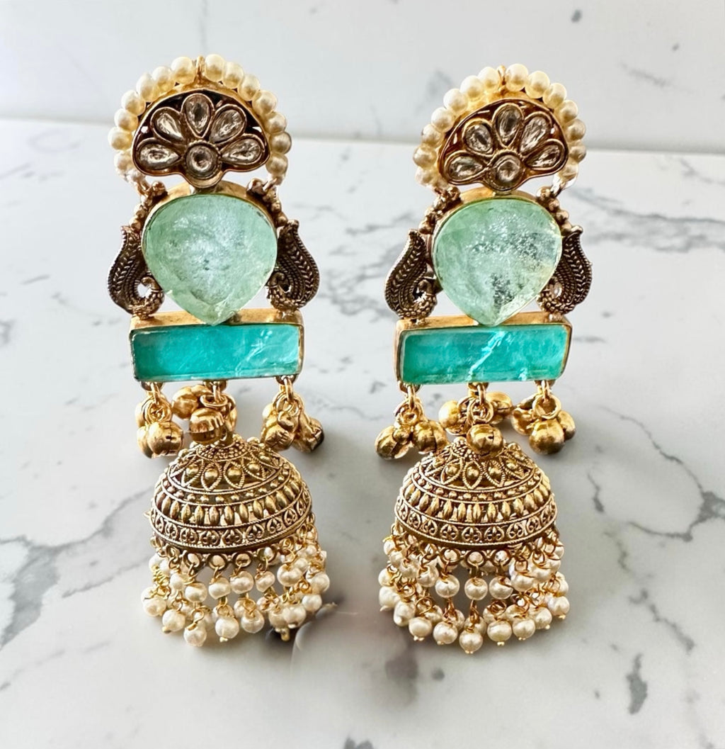 Mint green jhumkaas