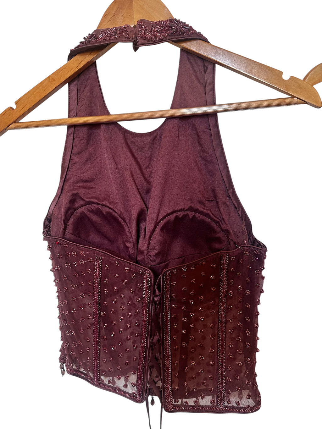 Plum color drape fusion saree