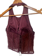 Plum color drape fusion saree