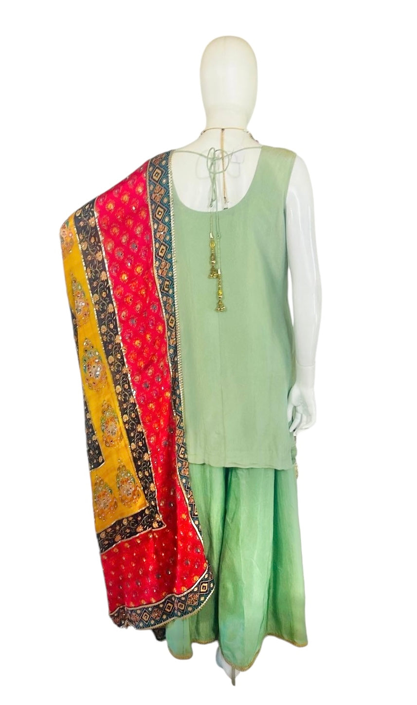 Sea-green Sharara suit