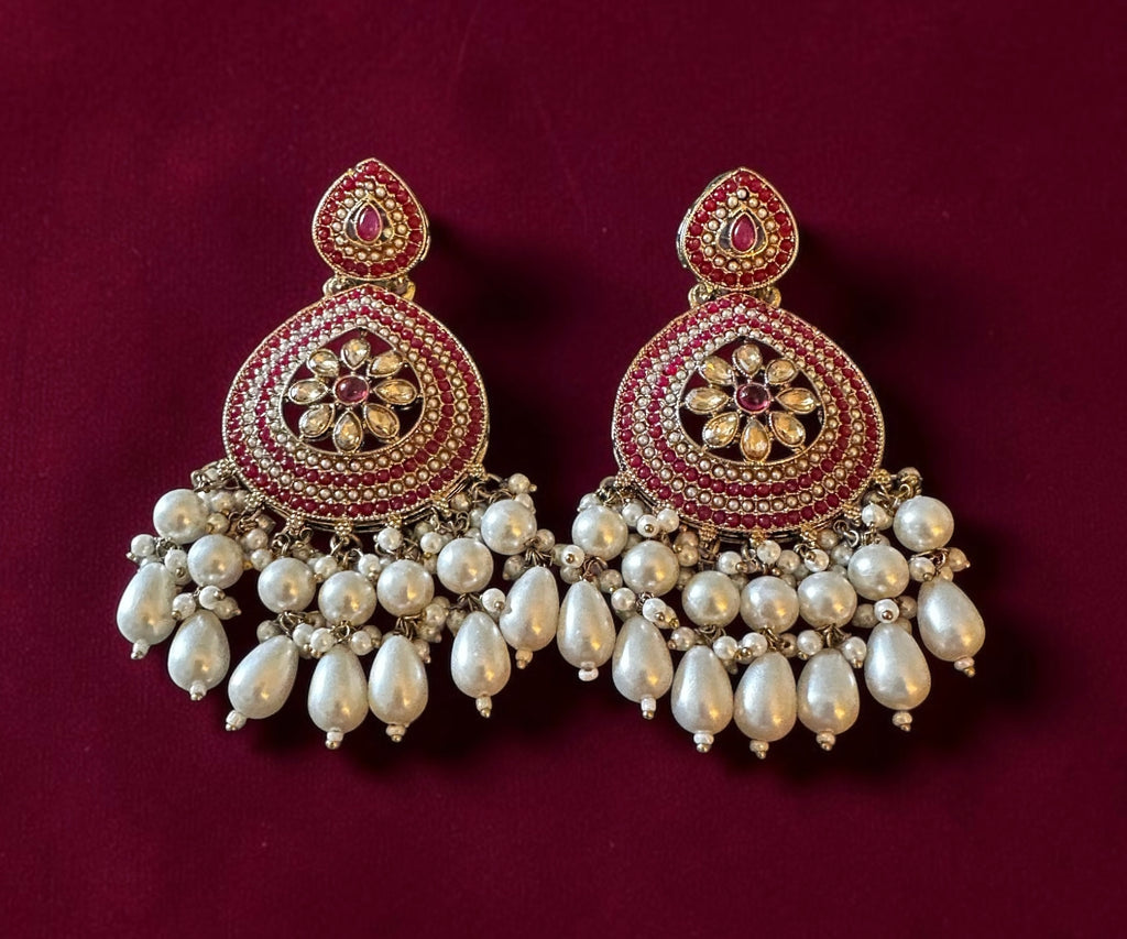 Ruby kundan earrings