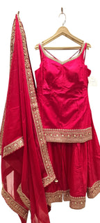 Red silk Sharara set