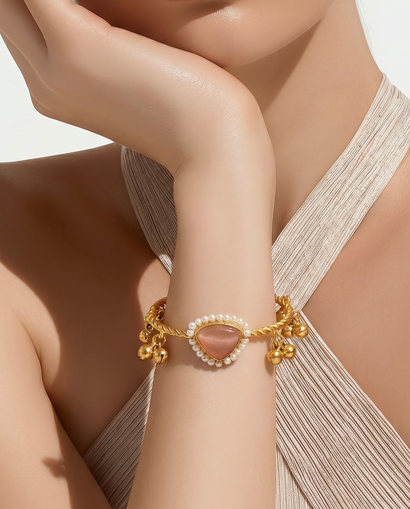Pink stone ghungroo bangles