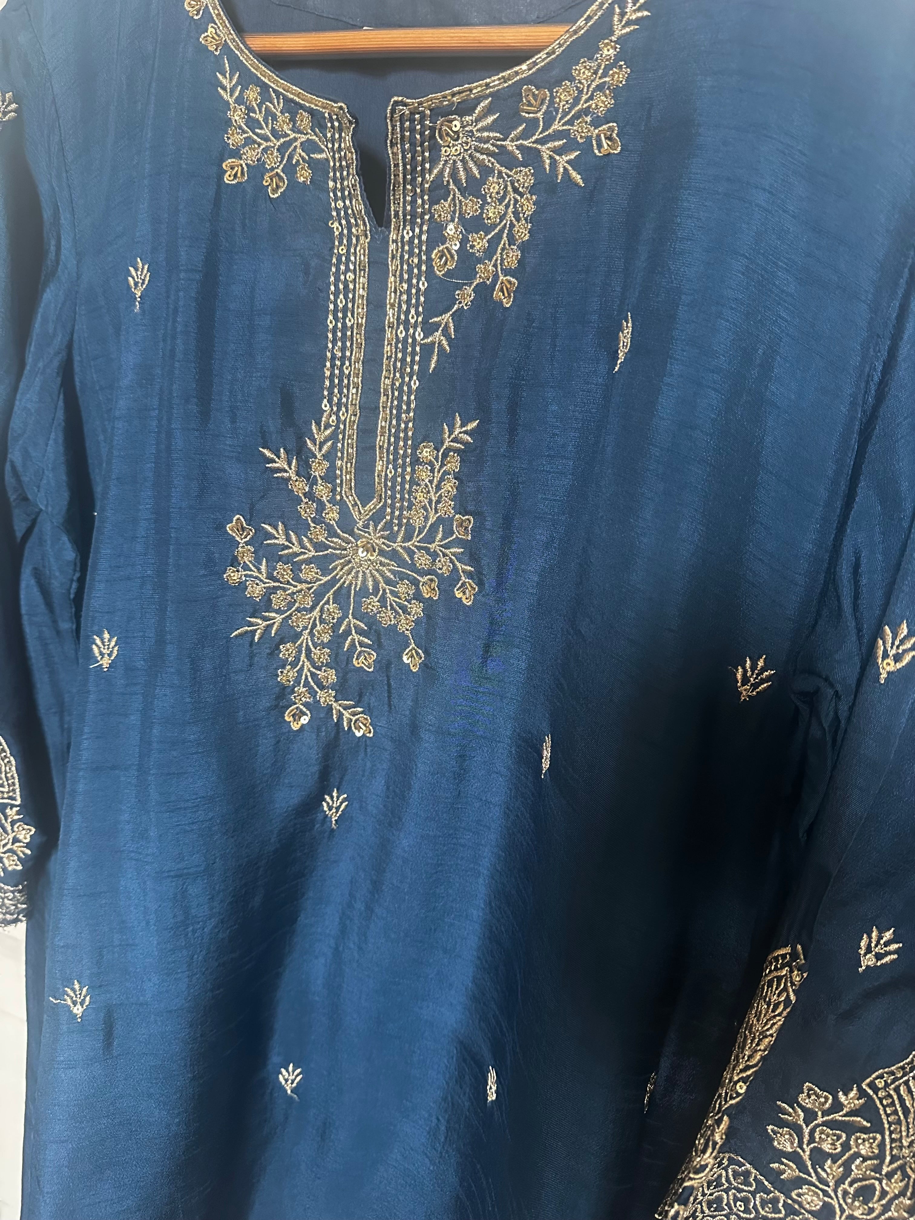 Navy blue Sharara suit