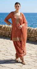 Peachish rust organza suit