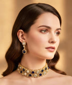 Navy blue Polki choker set