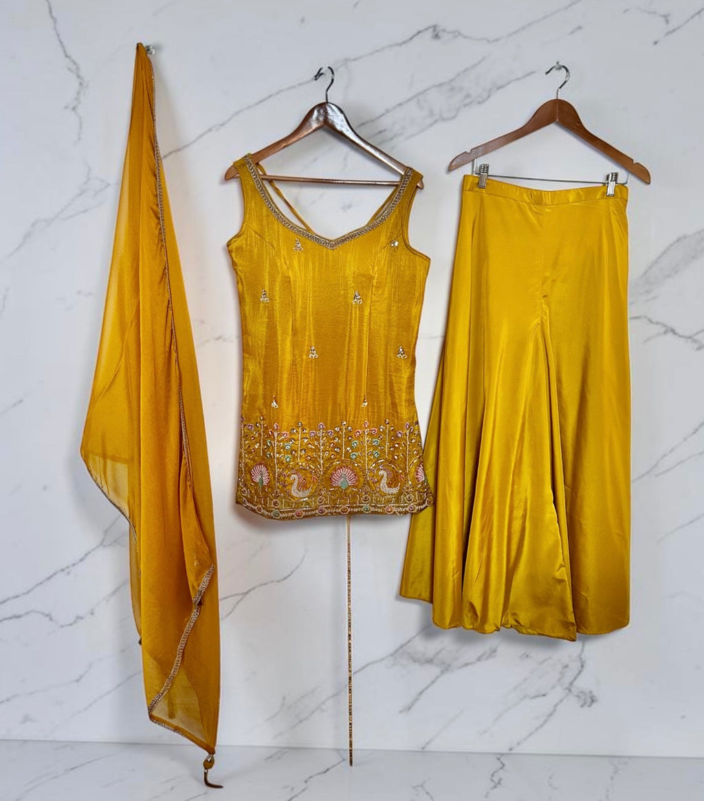 Mustard yellow Sharara suit