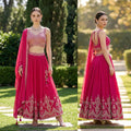 Red chinon lehenga