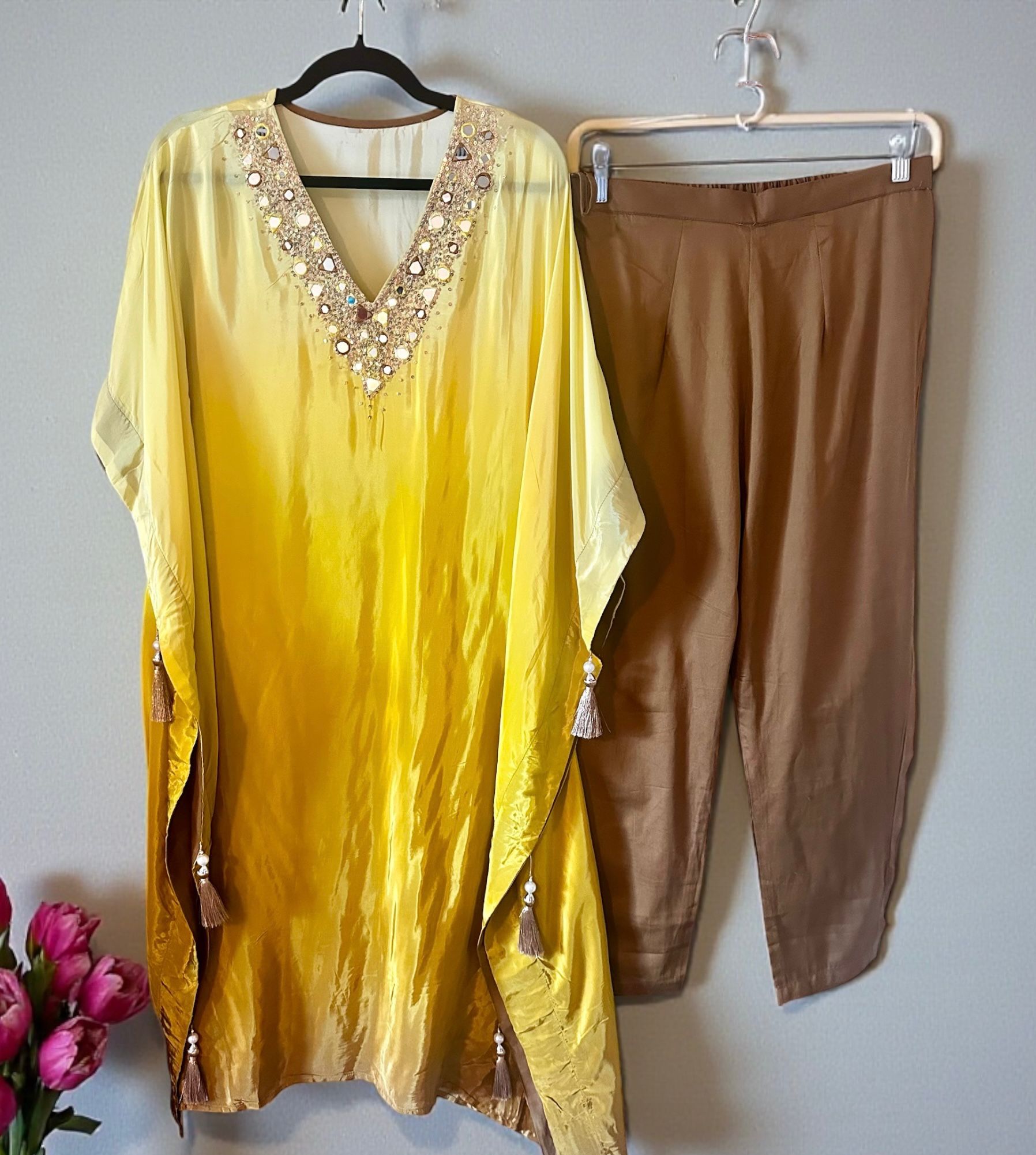 Yellow ombré kaftaan set