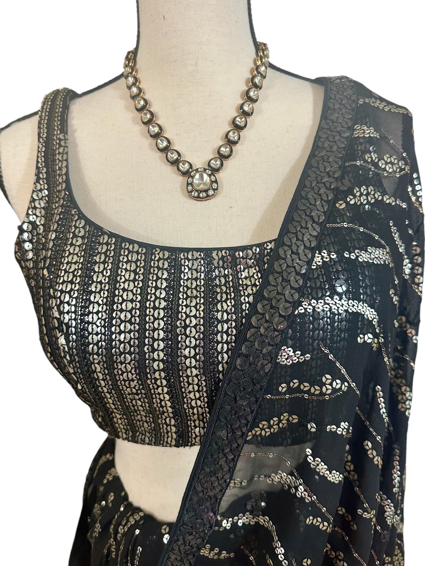 Black sequins saree