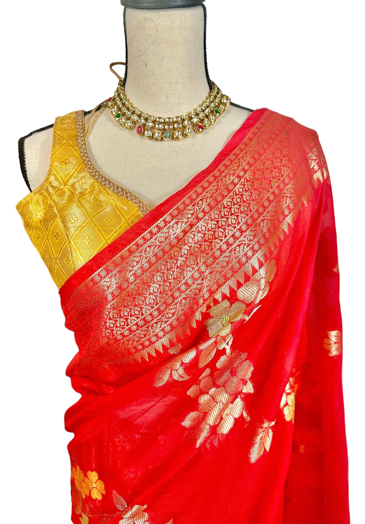 Red benarasi saree