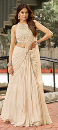 Ivory lehenga drape