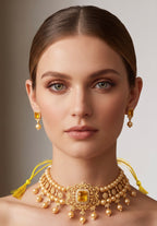 Yellow topaz ad choker set