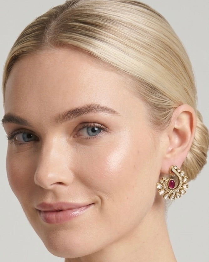 Ruby stone ad earrings