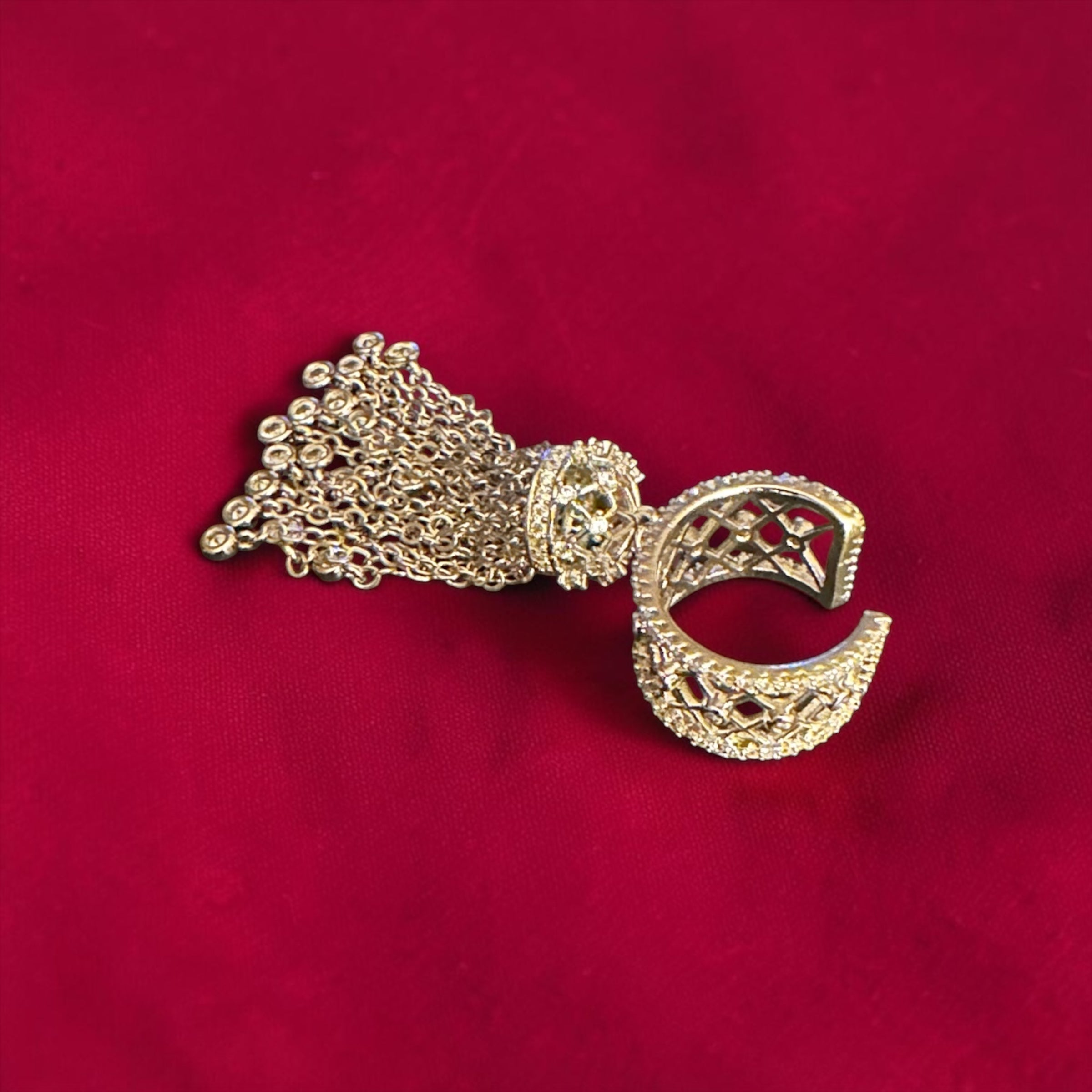 Silver chains tassel ring