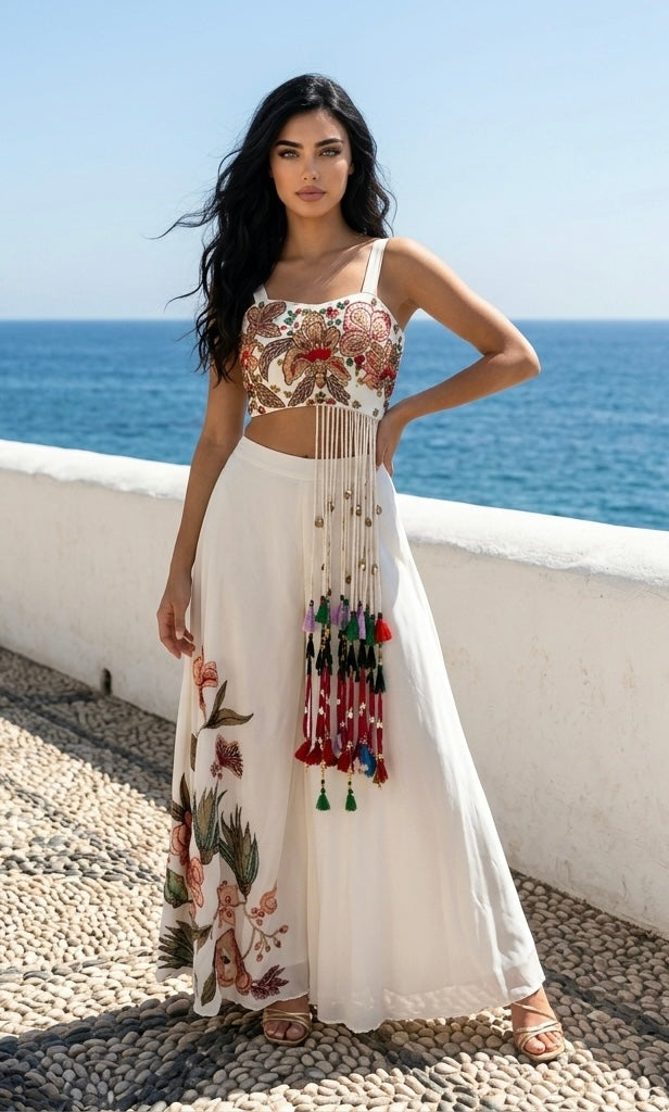 Ivory palazzo fusion outfit