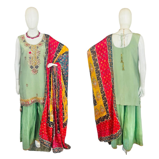 Sea-green Sharara suit