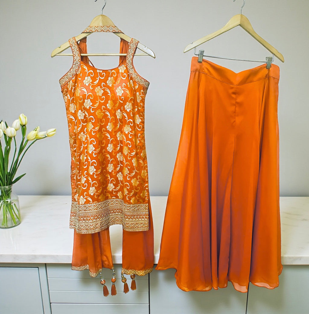 Orange benarasi Sharara suit