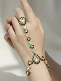 Emerald green Polki hand jewelry