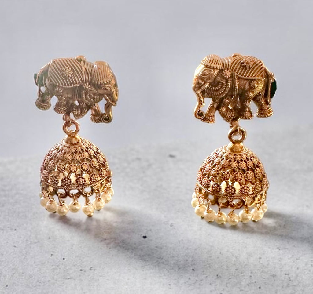 Elephant motif jhumkis