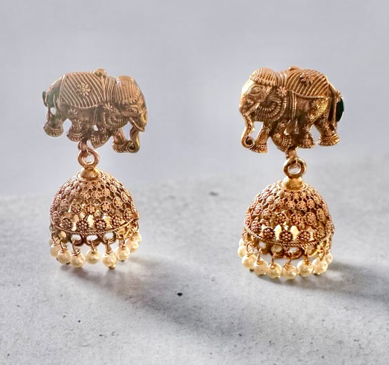Elephant motif jhumkis