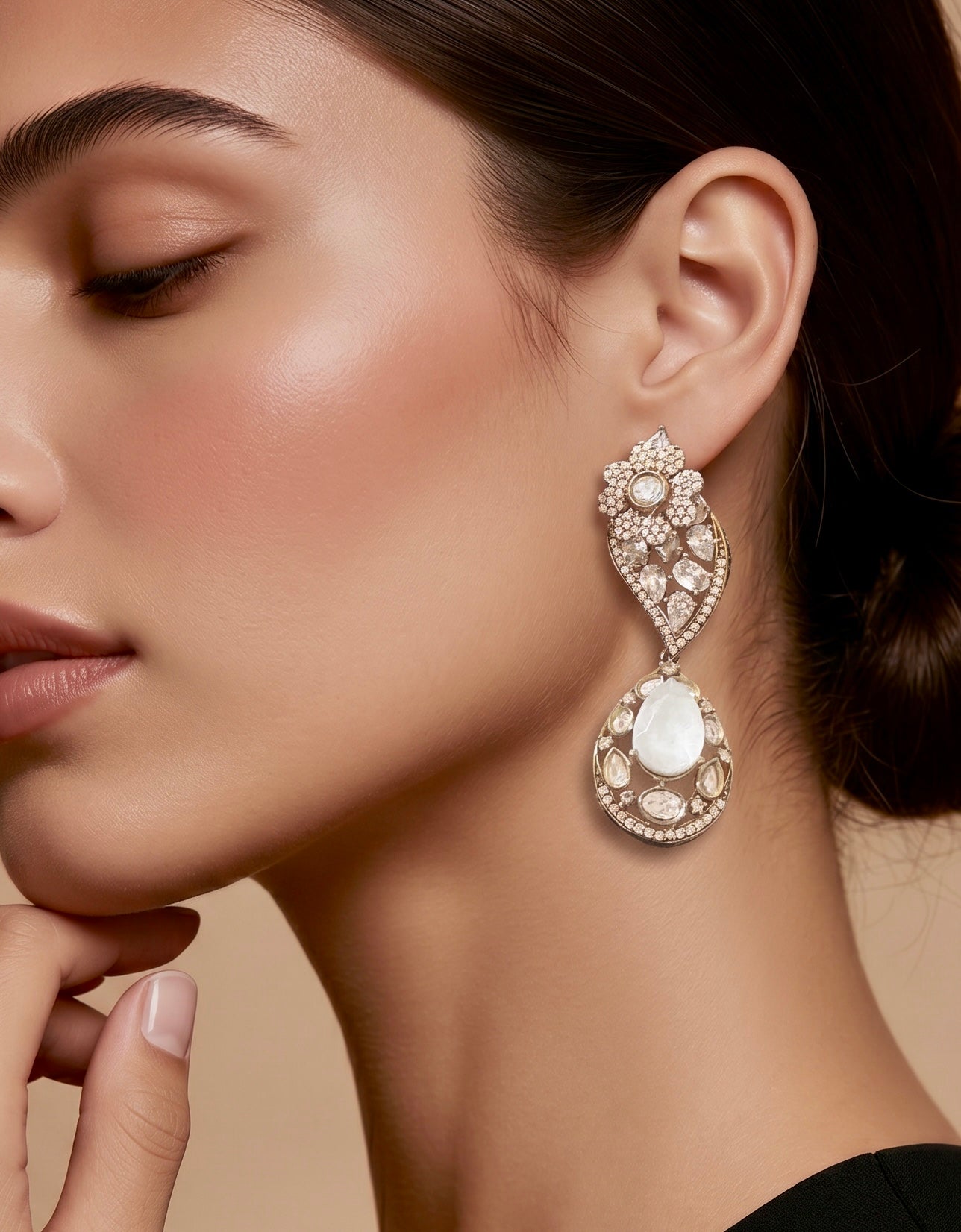 White stone ad earrings