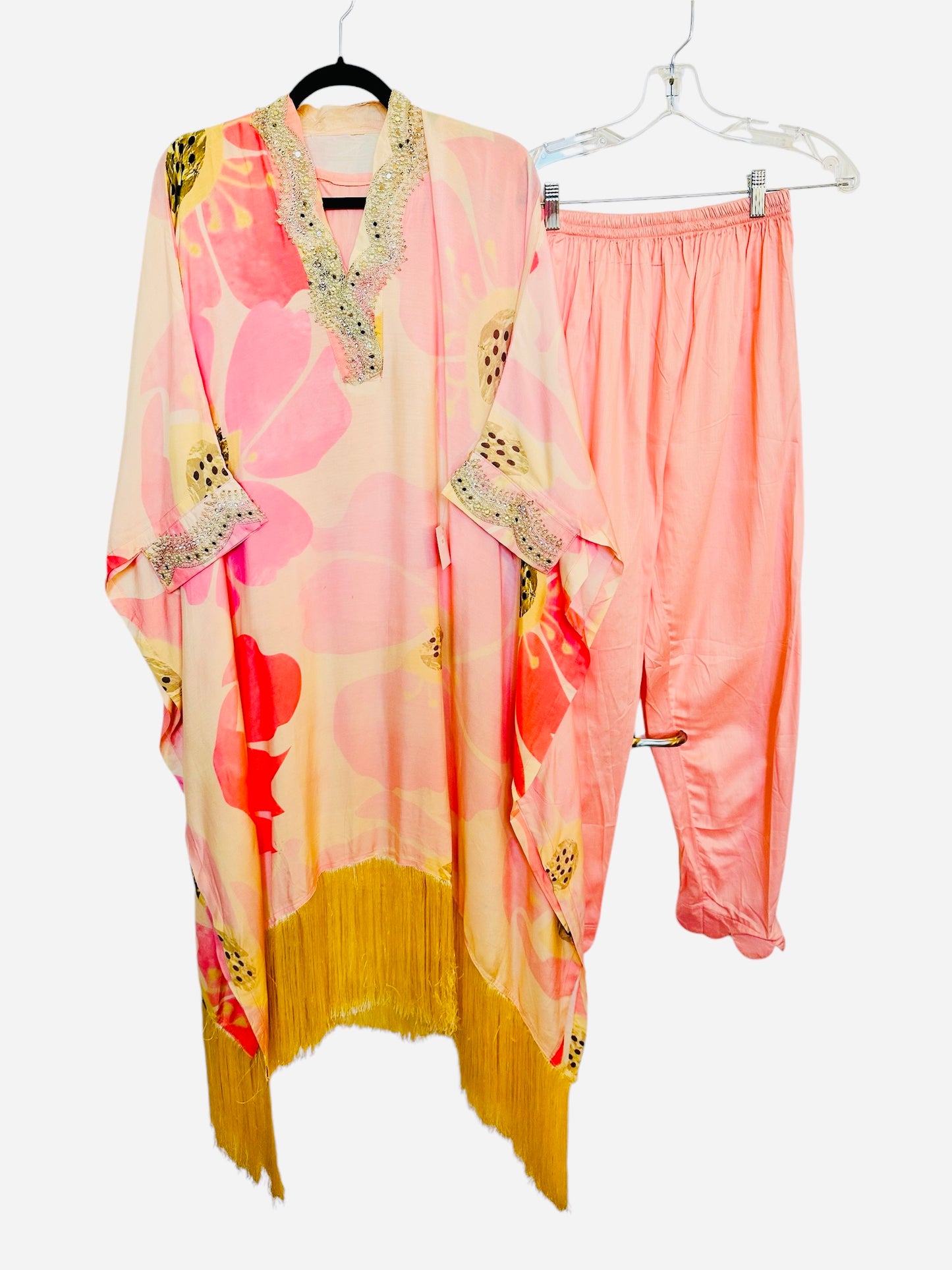 Pink floral kaftaan set