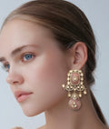 Pink stone kundan earrings