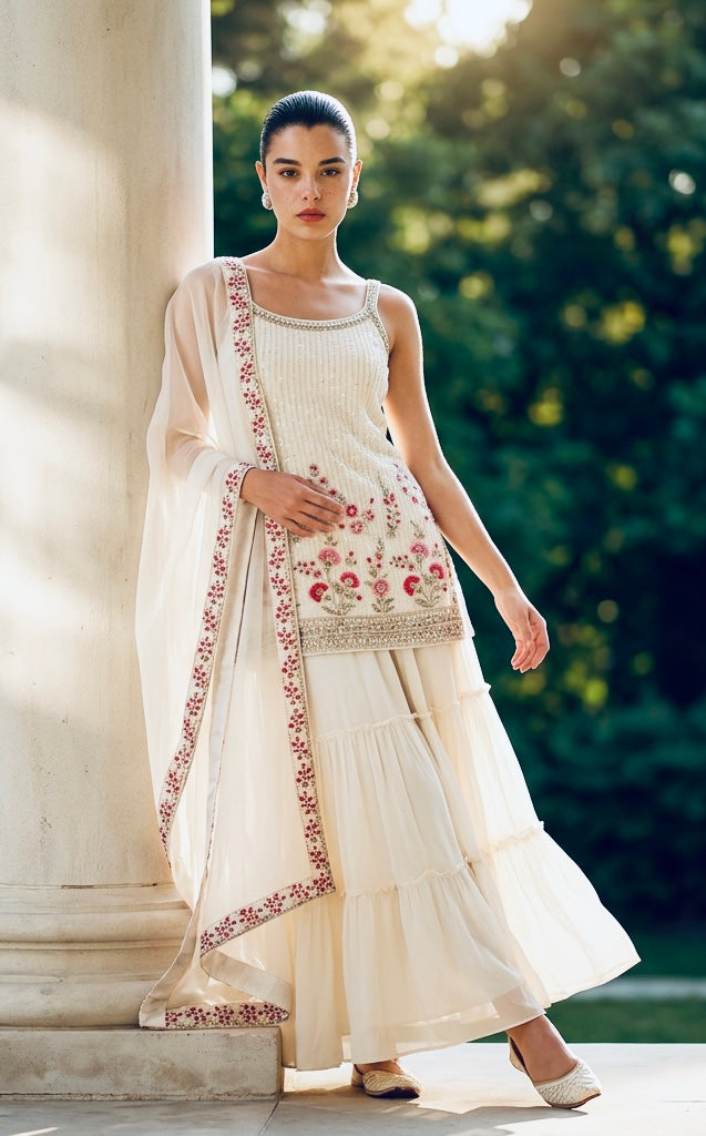 White sequins garara set